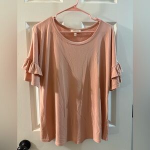 Blush Pink Ruffle Sleeve Top – Soft & Flowy Everyday Tee